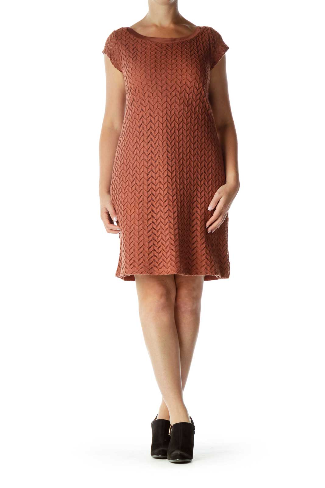 Brown Woven Shift Dress