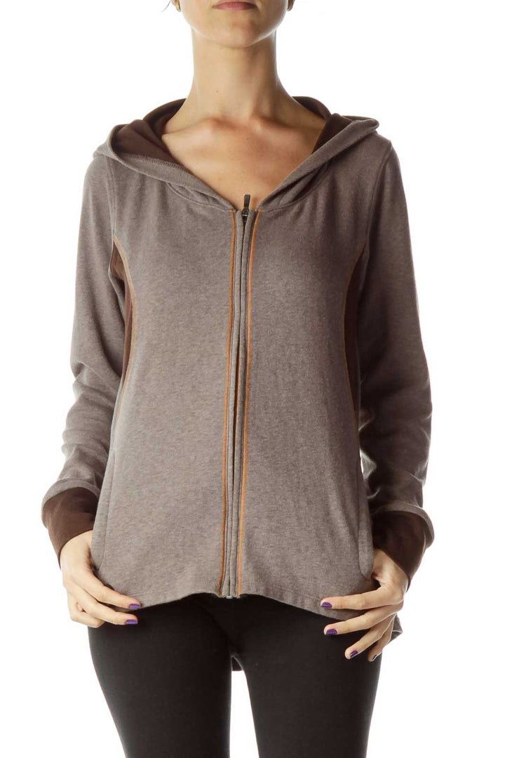 Brown Hooded Zip Up Jacket