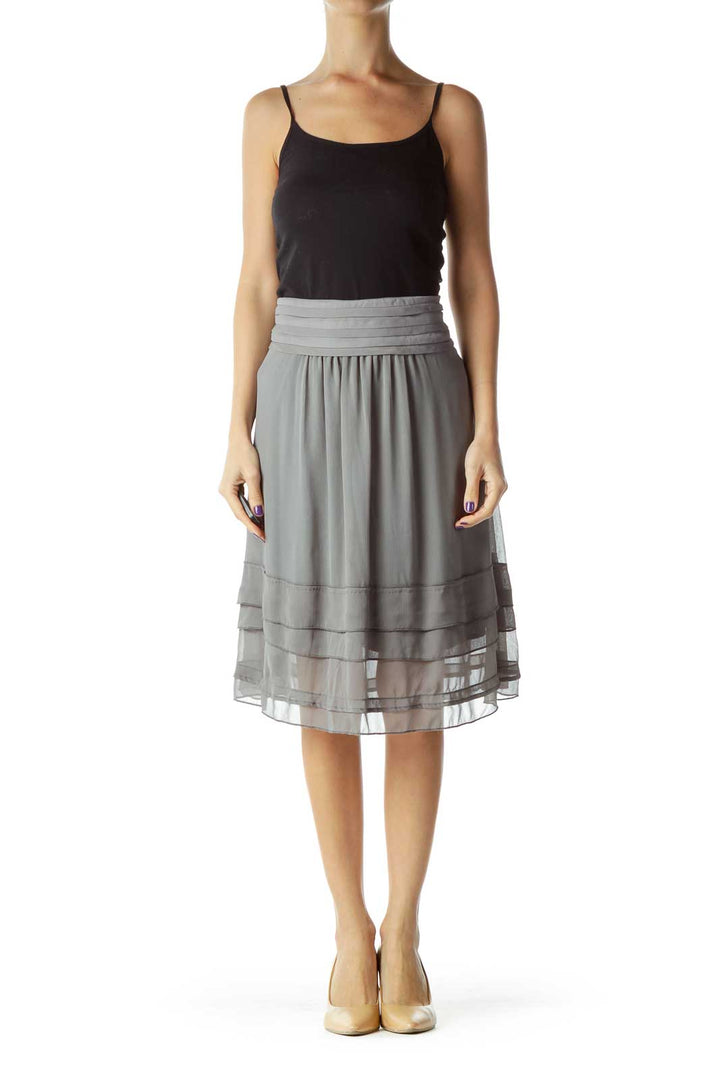 Gray Pleated Mini Skirt