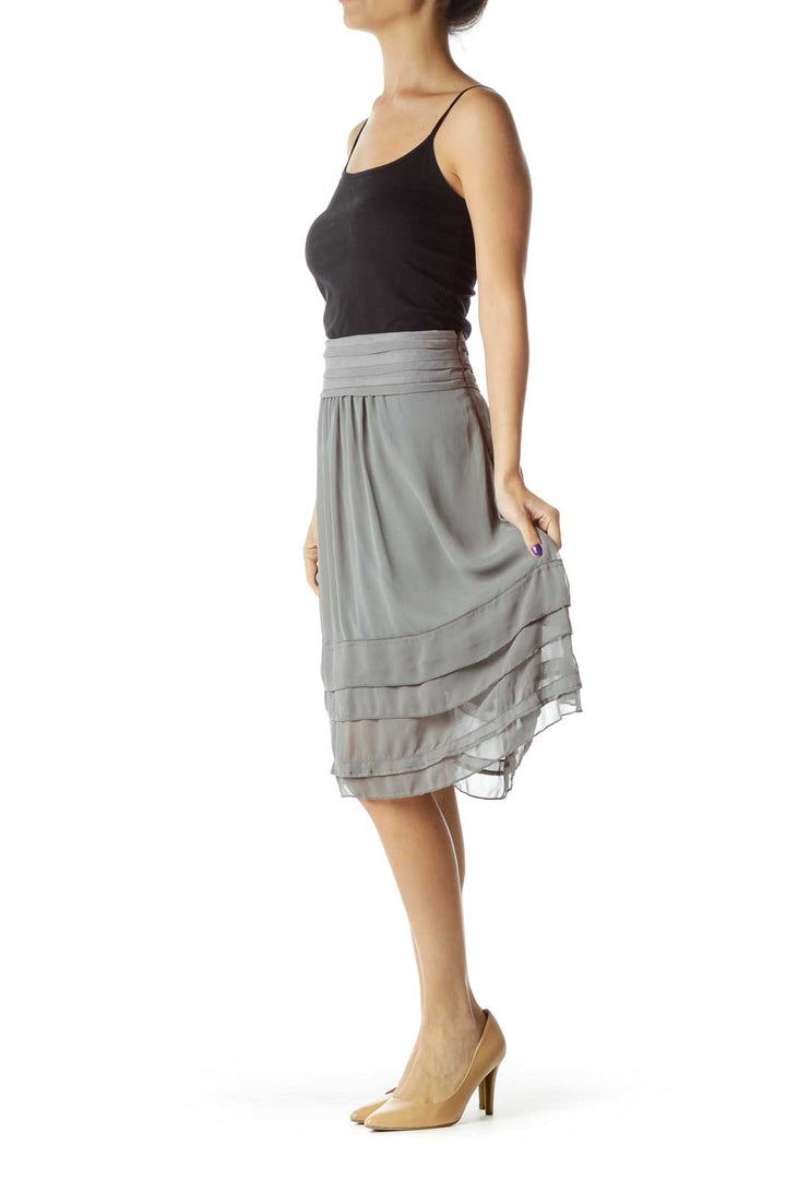 Gray Pleated Mini Skirt