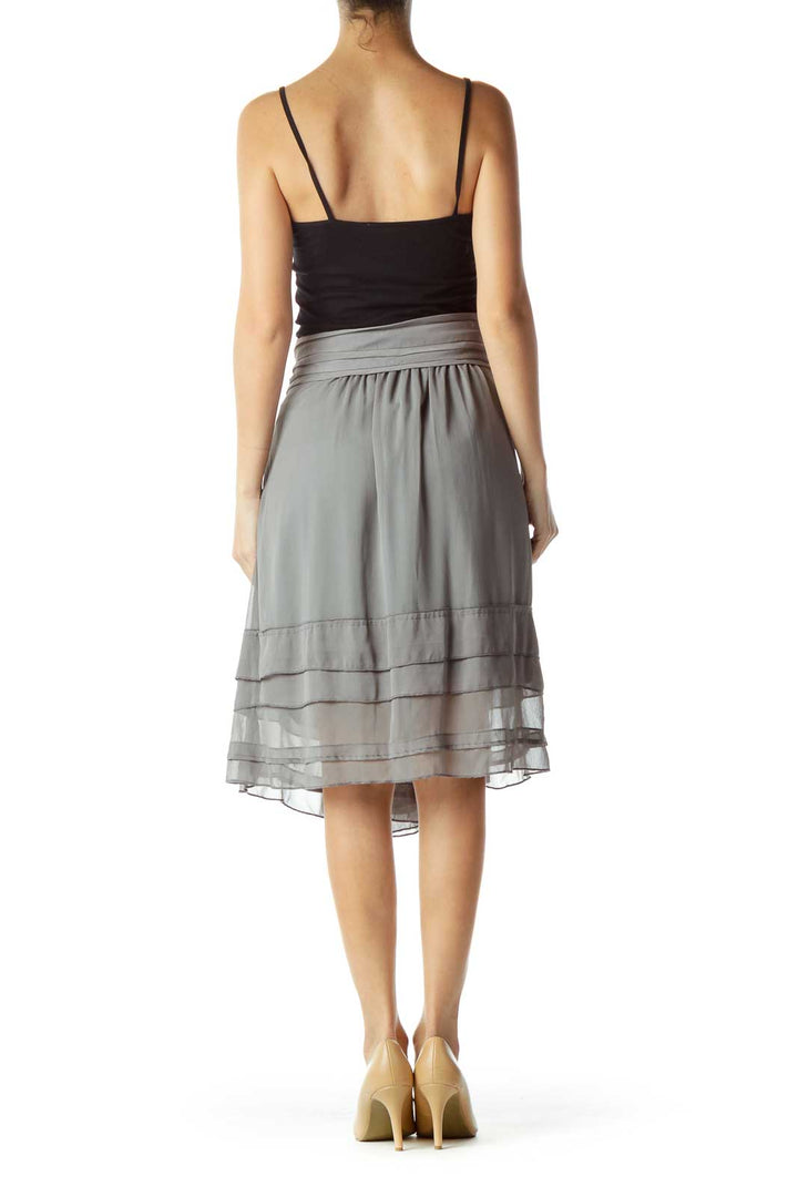 Gray Pleated Mini Skirt