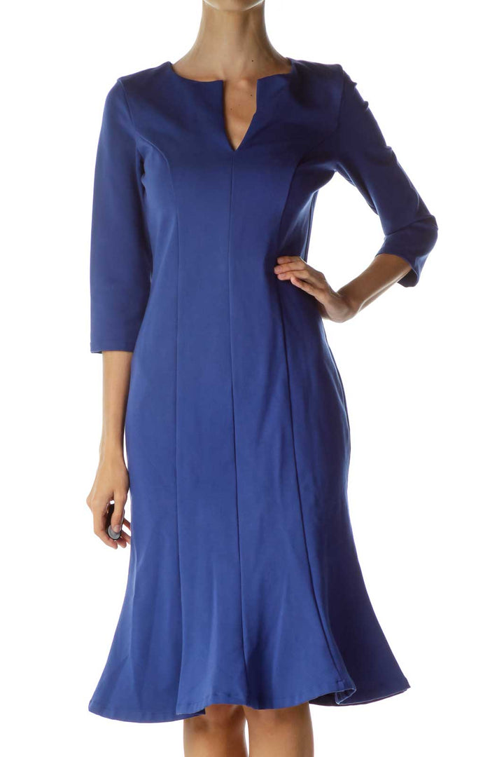 Blue Midi Trumpet Dress