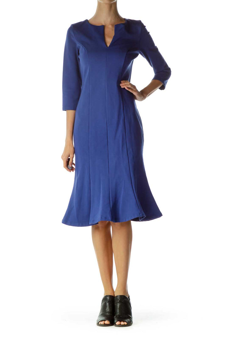 Blue Midi Trumpet Dress