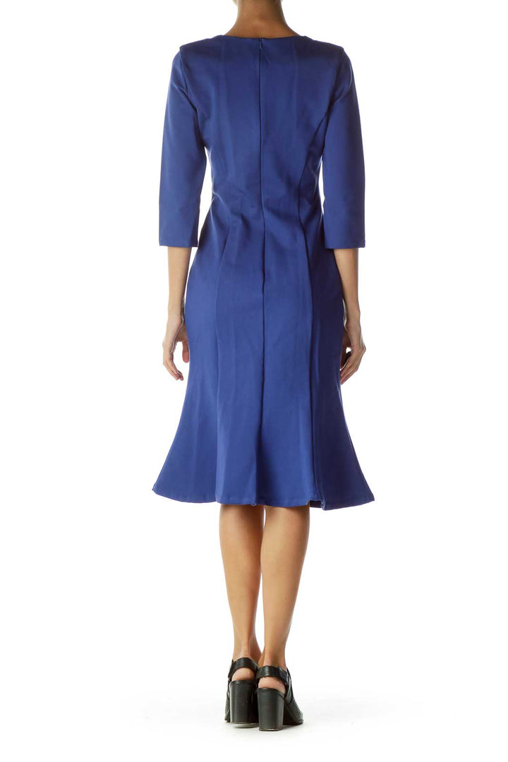 Blue Midi Trumpet Dress