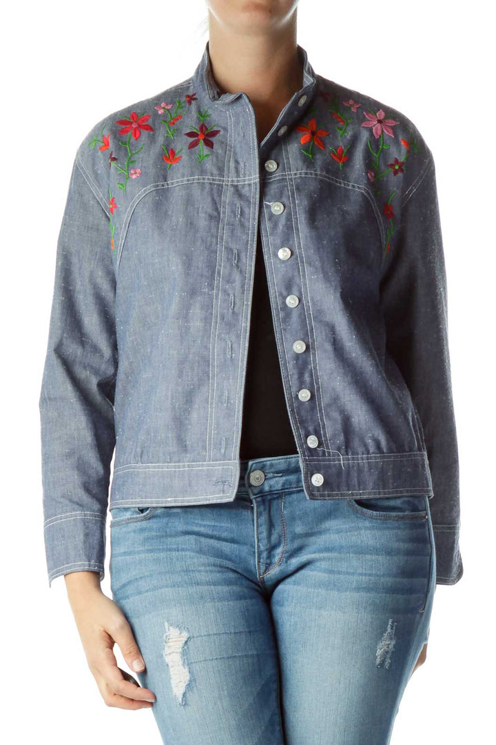 Blue Embroidered Shirt