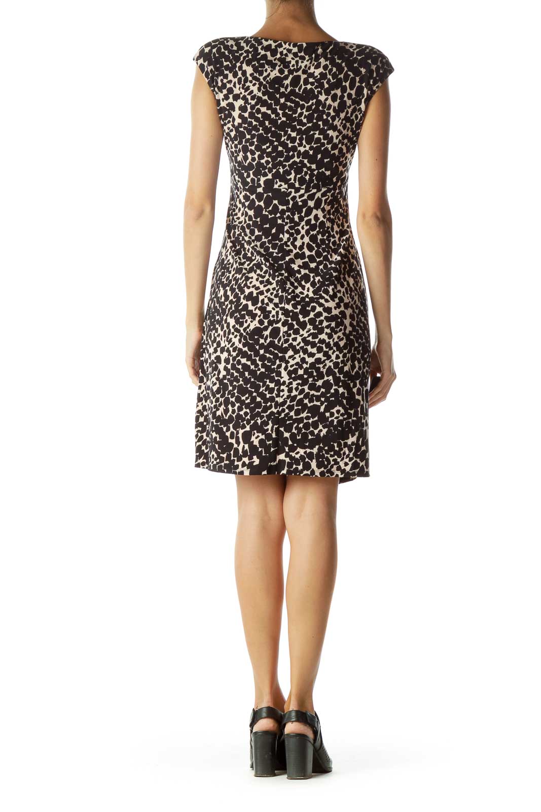 Black Beige Printed Work Dress