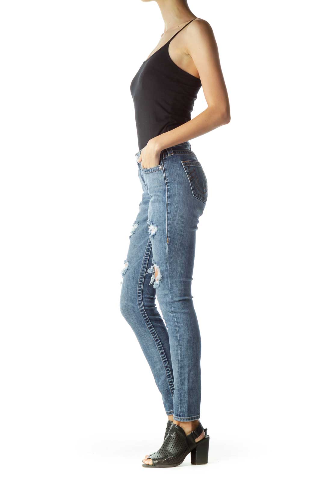 Blue Distressed Skinny Jeans