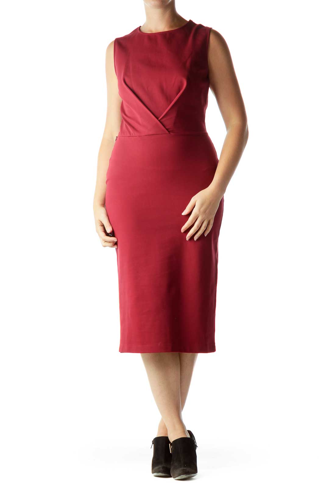 Red Midi Shift Dress