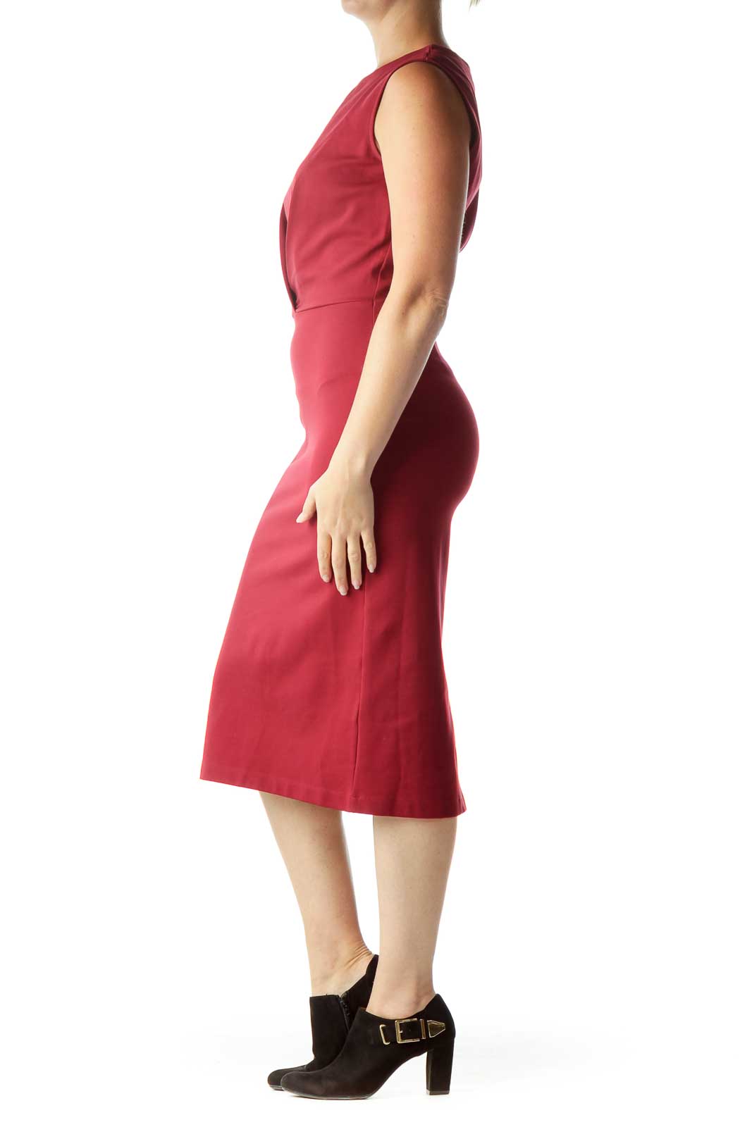 Red Midi Shift Dress