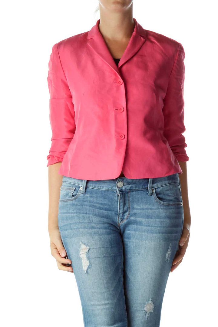 Pink Silk Buttoned Blazer