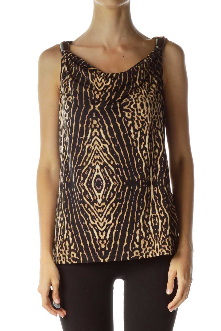 Black Brown Animal Print Blouse