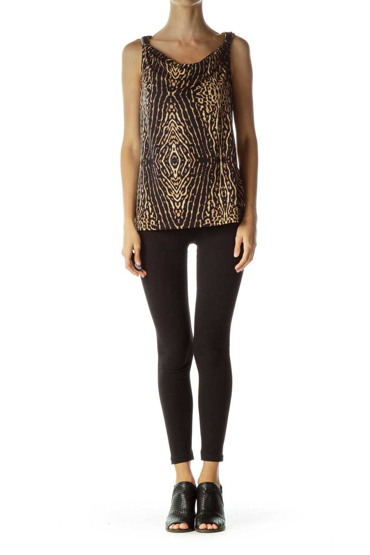 Black Brown Animal Print Blouse