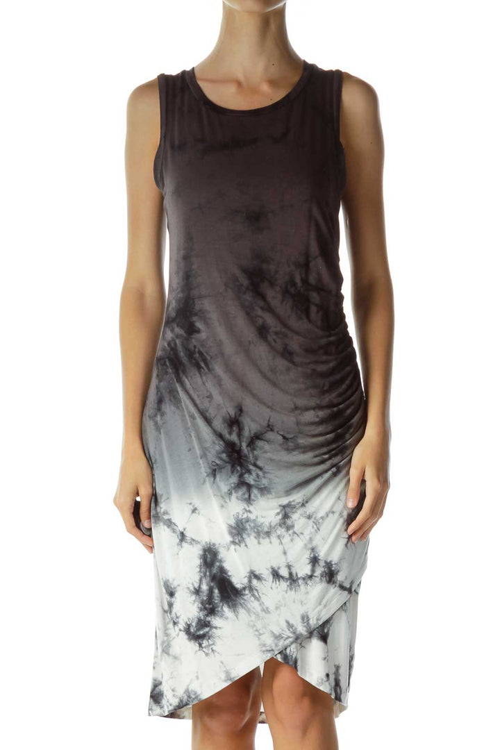 Gray Tie Dye Jersey Knit Dress