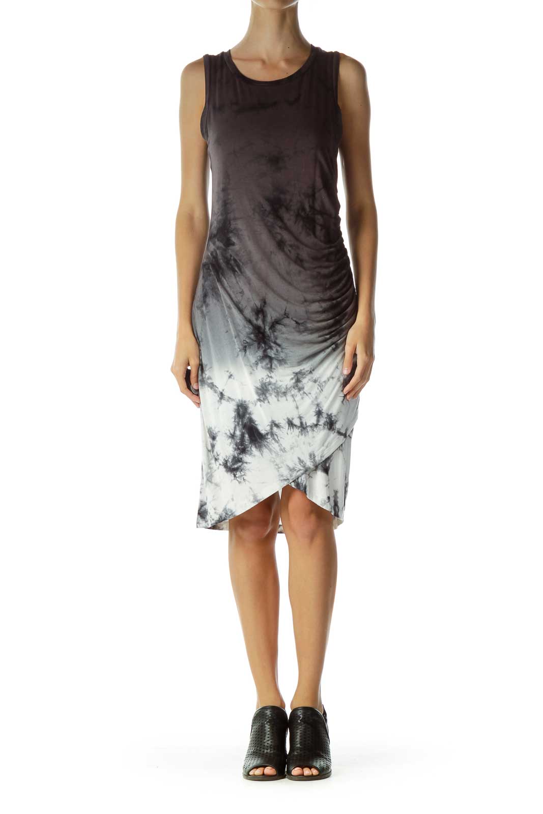 Gray Tie Dye Jersey Knit Dress