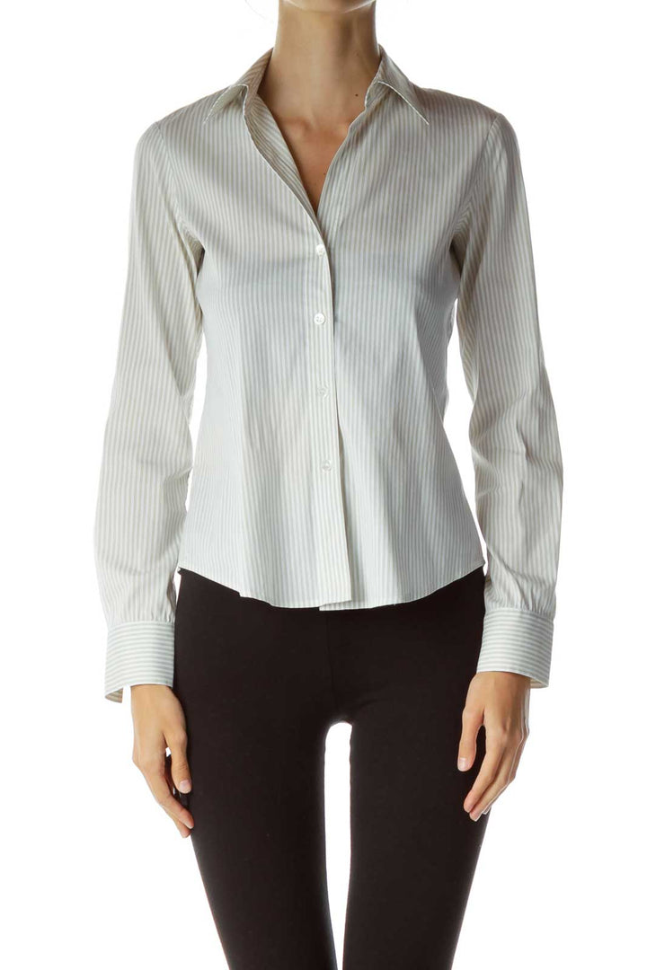 Green White Pinstripe Shirt