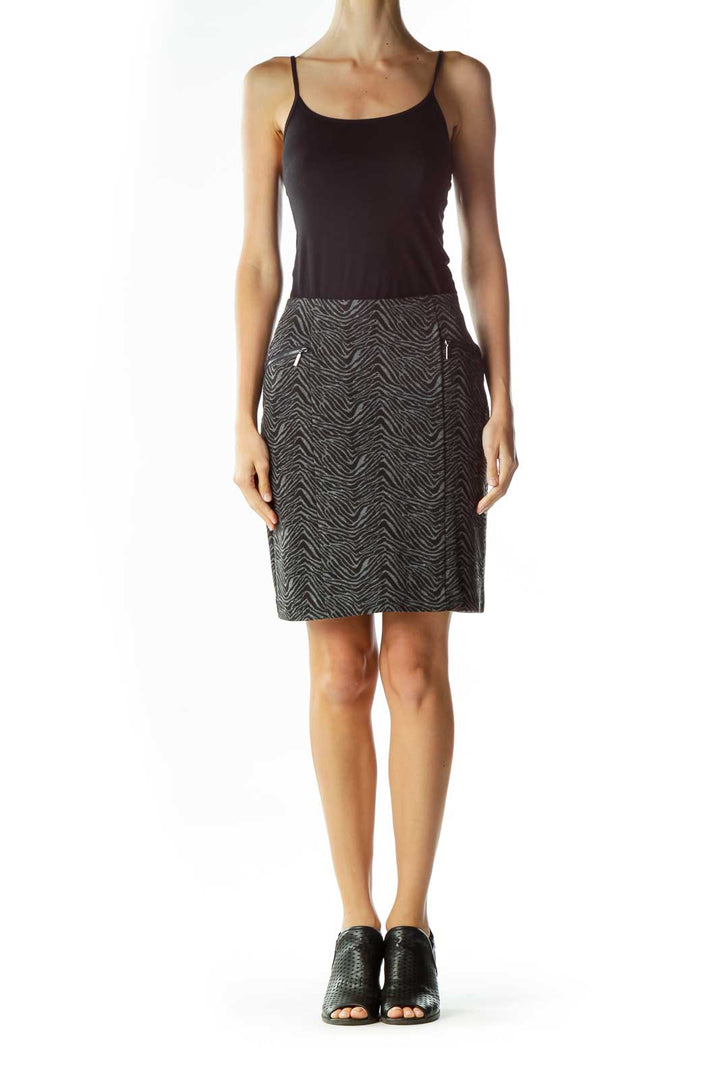 Black Gray Zebra Print Skirt