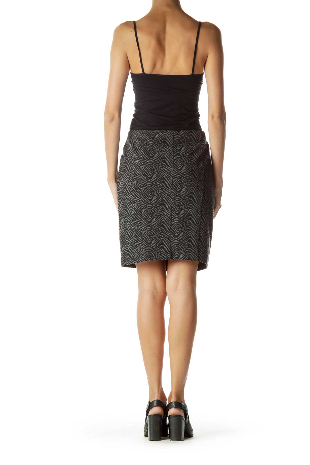 Black Gray Zebra Print Skirt