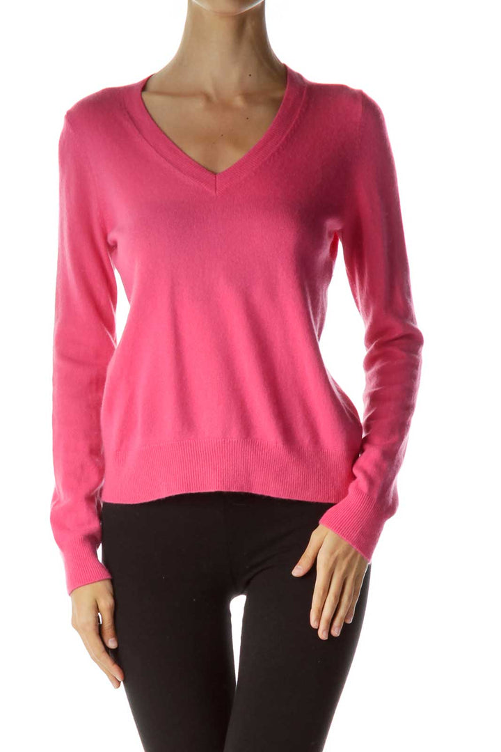 Pink Cashmere V-Neck Sweater