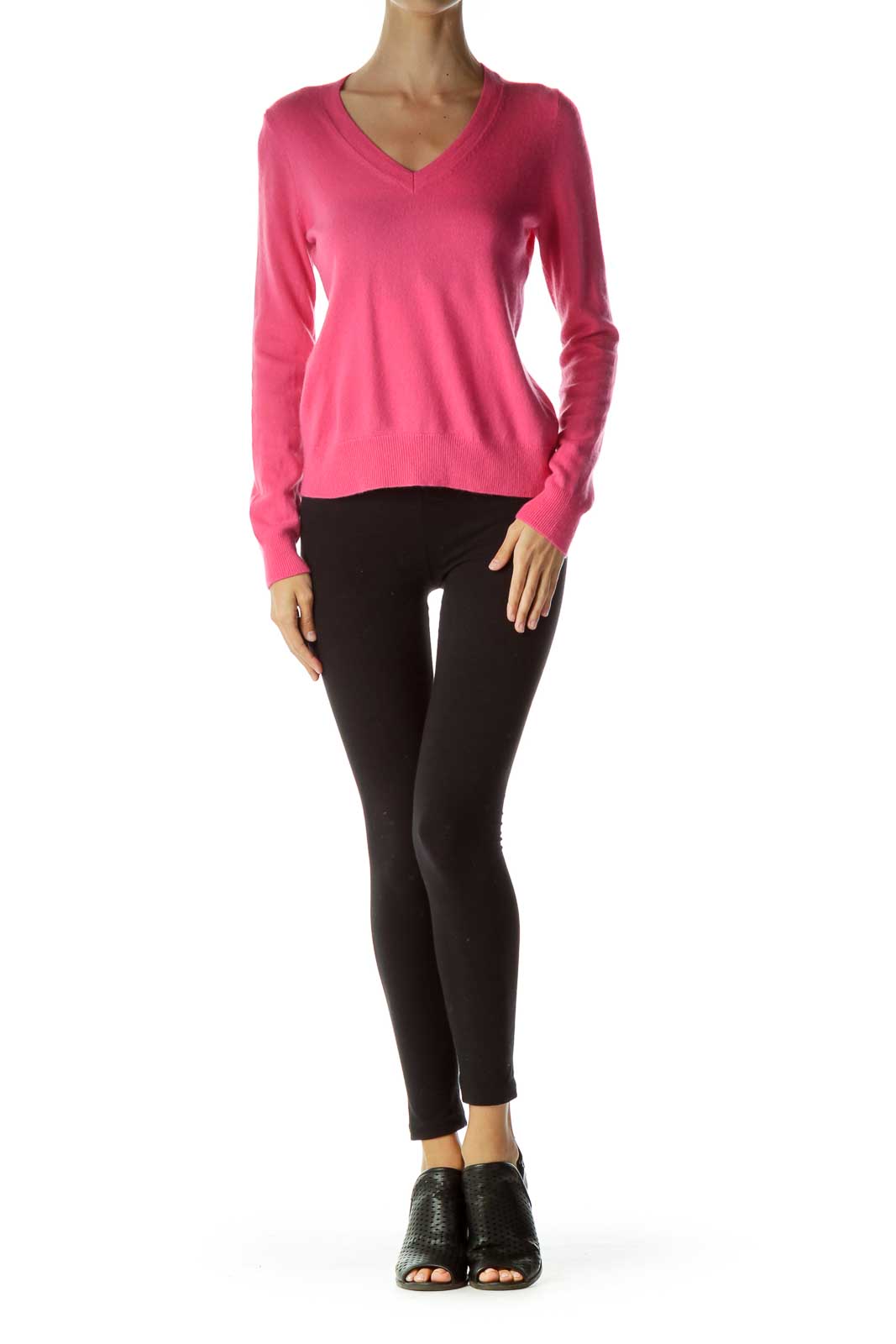 Pink Cashmere V-Neck Sweater