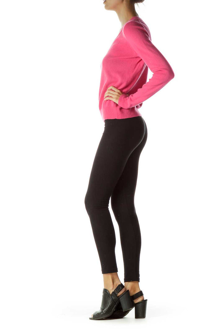 Pink Cashmere V-Neck Sweater