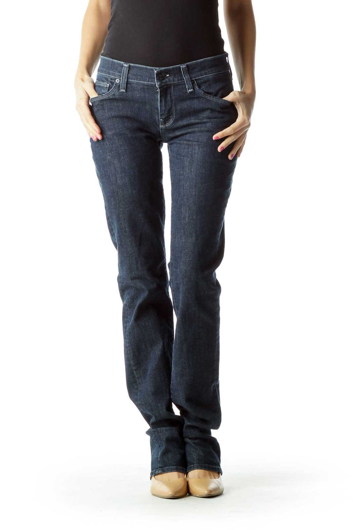 Blue Straight-Leg Jeans