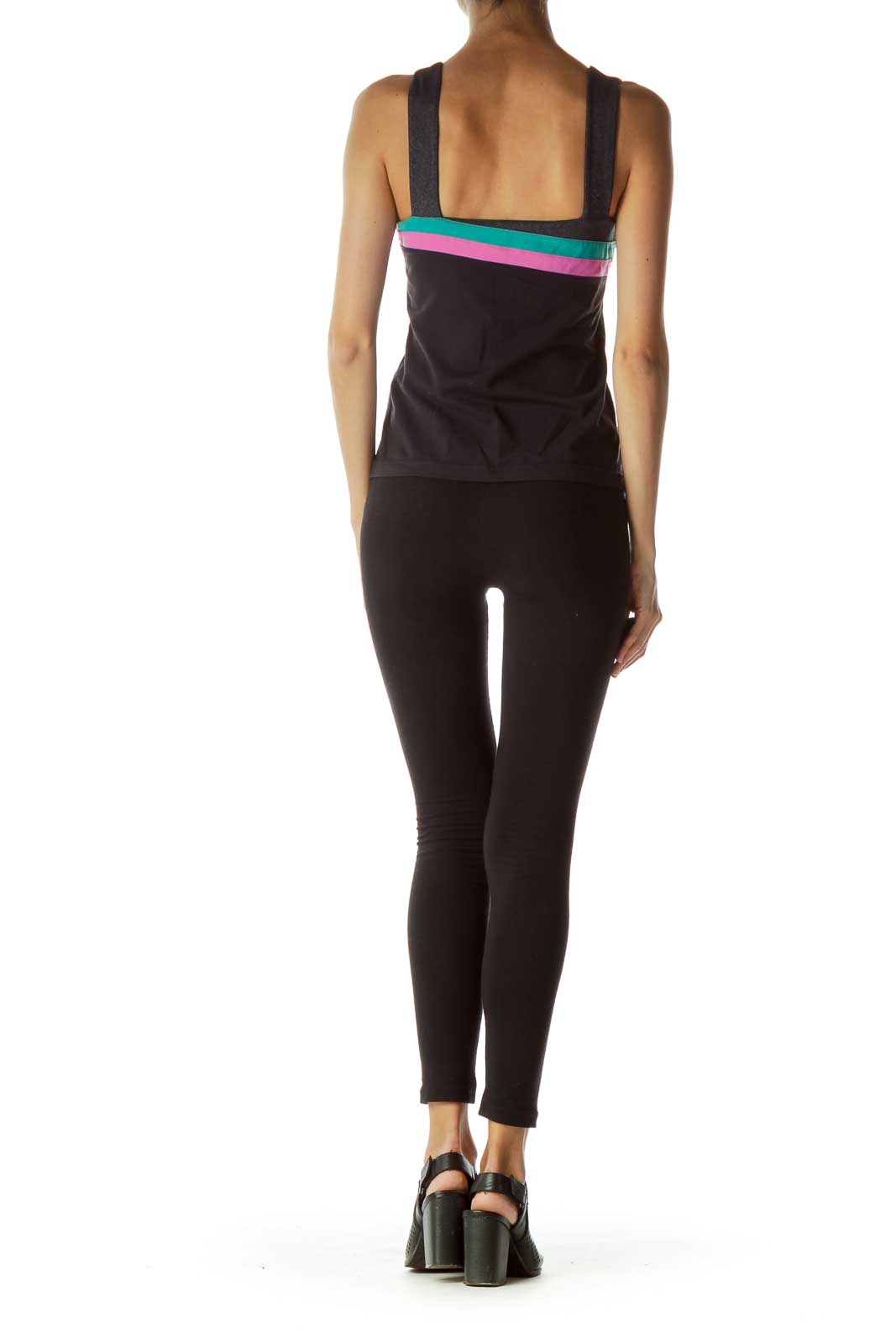 Black Stripe Detailed Yoga Top