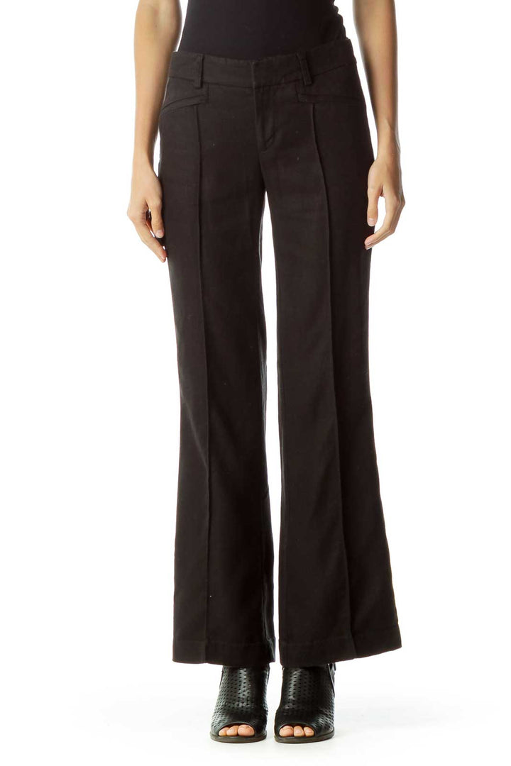 Black Linen Wide-Leg Pants