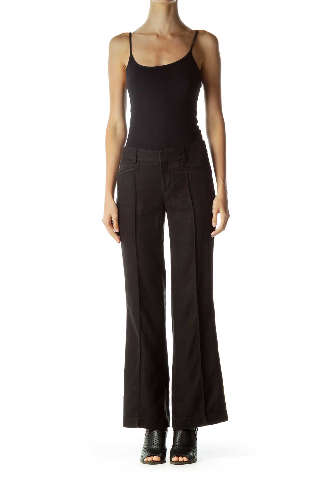 Black Linen Wide-Leg Pants