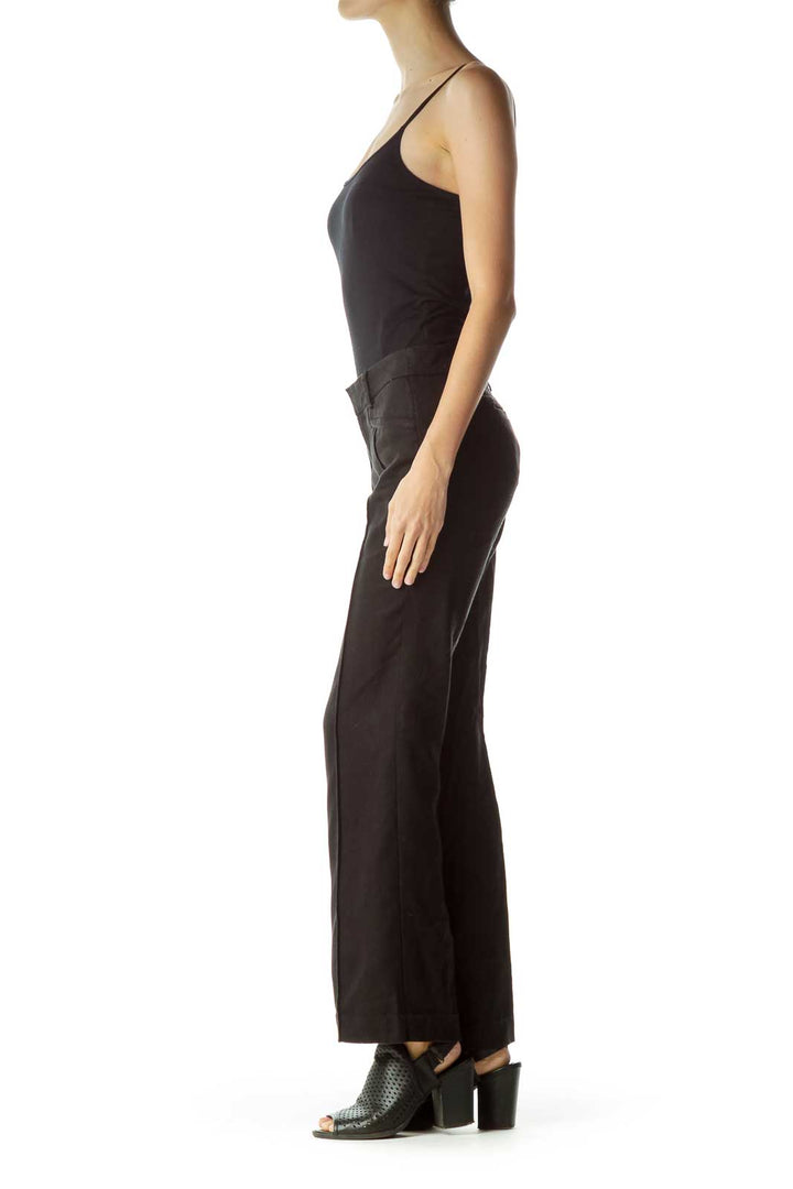 Black Linen Wide-Leg Pants