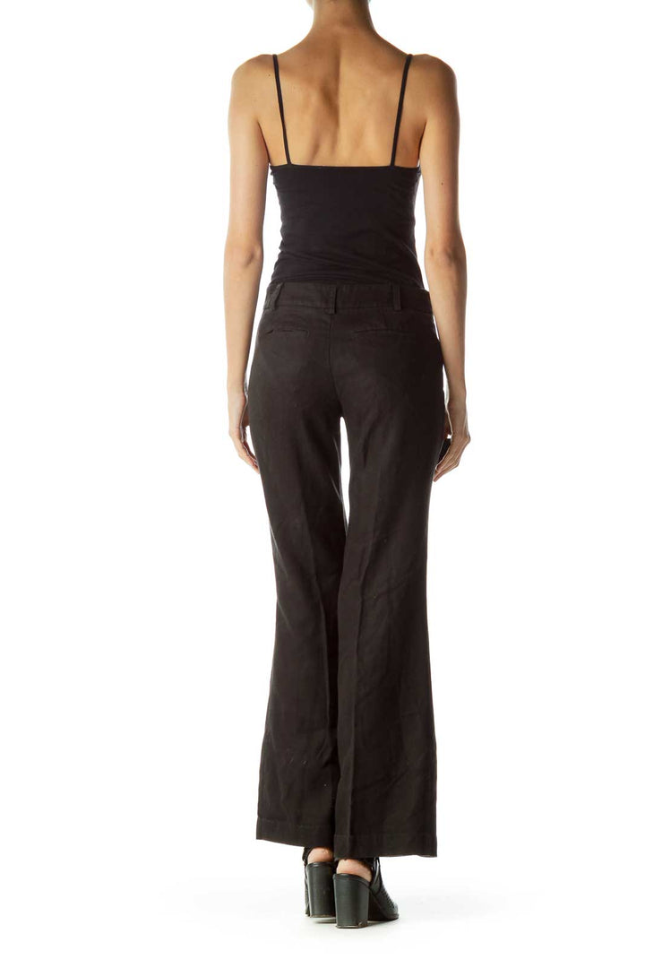 Black Linen Wide-Leg Pants