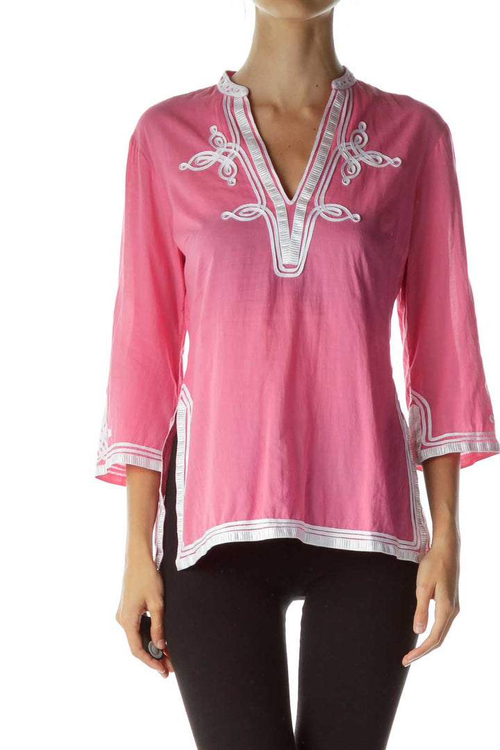 Pink White Detailed Tunic