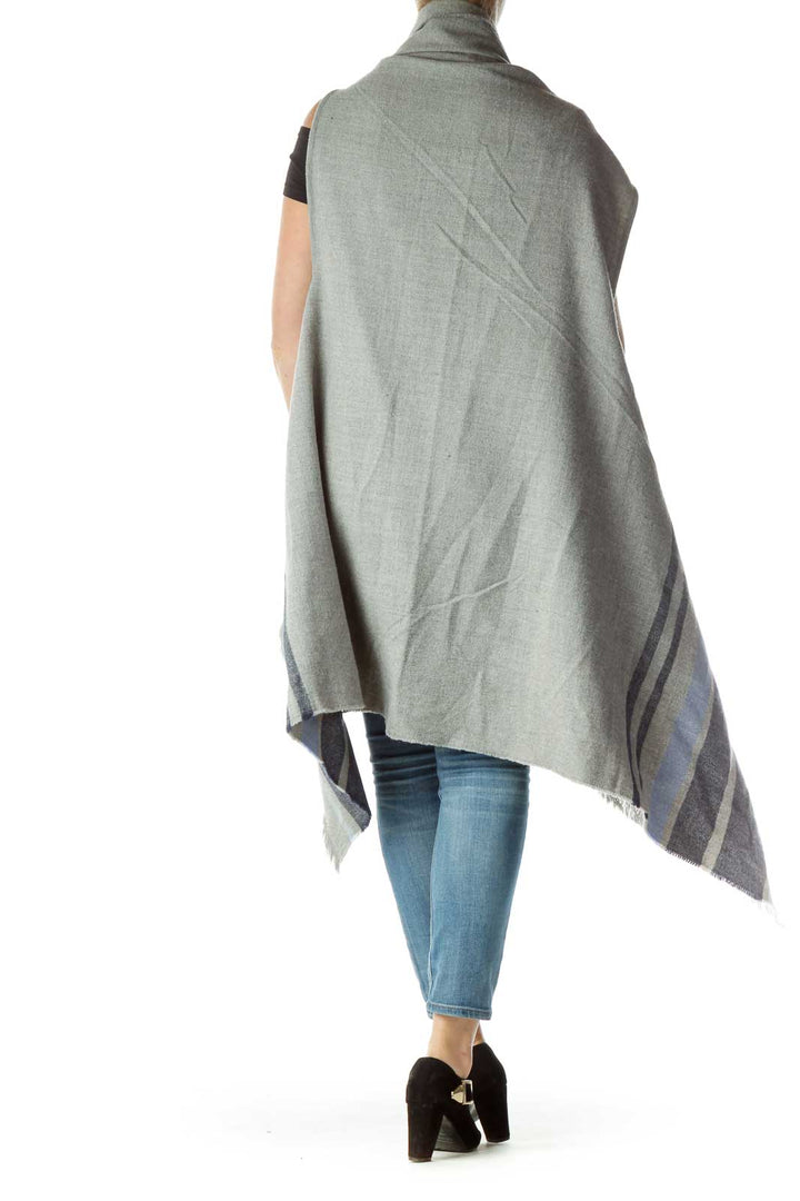 Gray Blue Striped One Size Long Cape