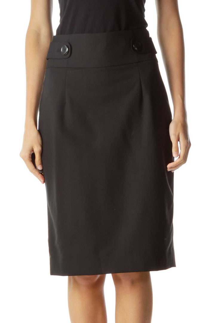 Black Buttoned Pencil Skirt