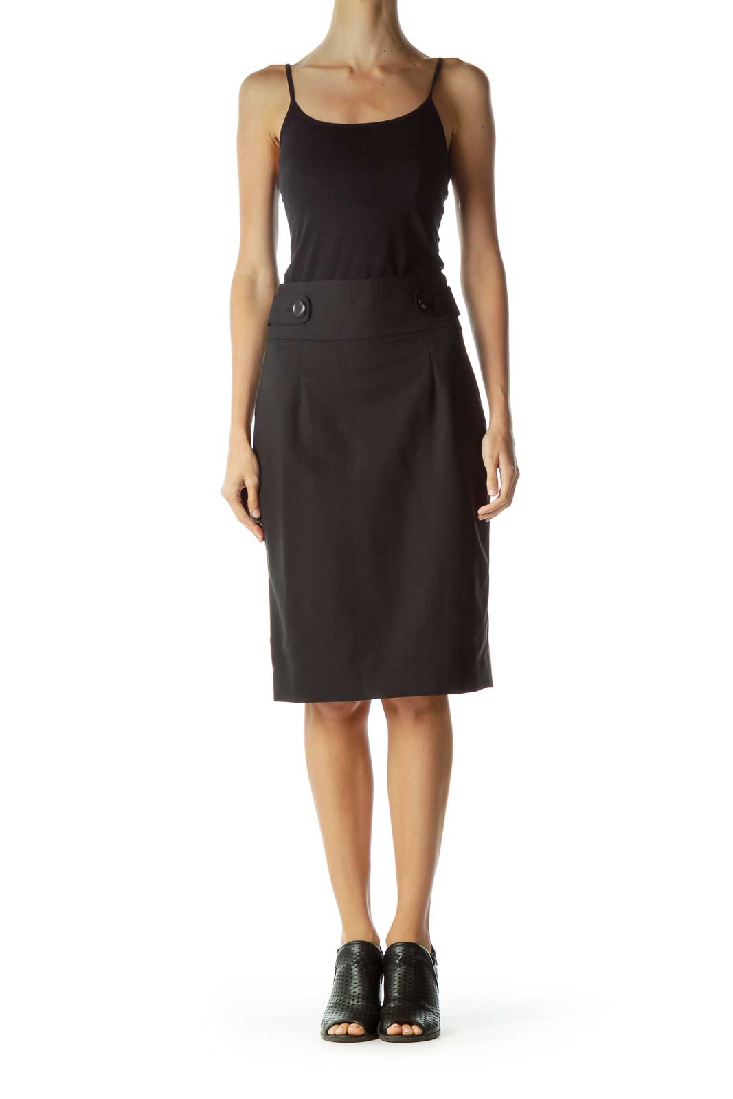 Black Buttoned Pencil Skirt