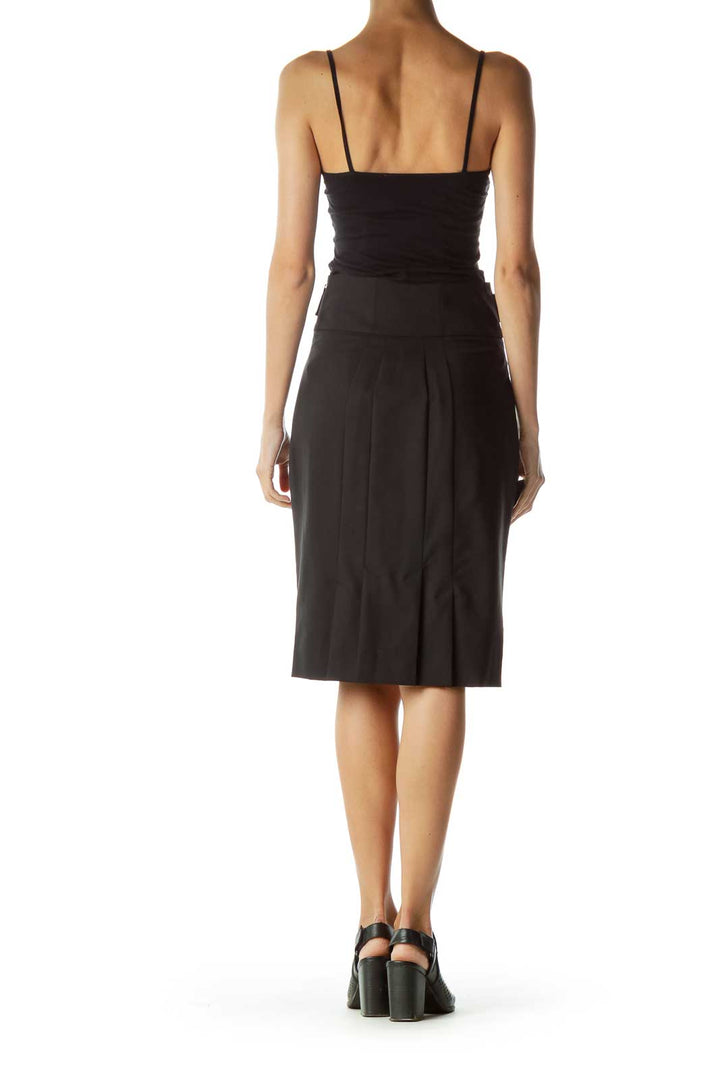 Black Buttoned Pencil Skirt