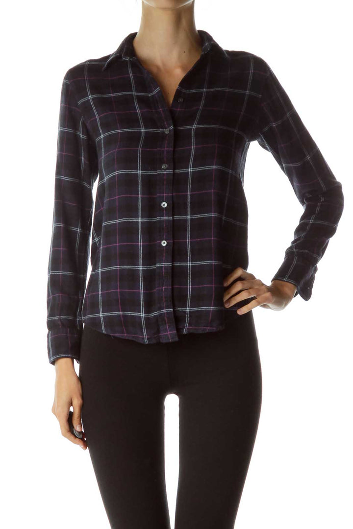 Navy Purple Plaid Shirt