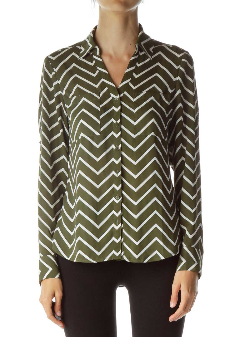 Green White Pinstripe Shirt