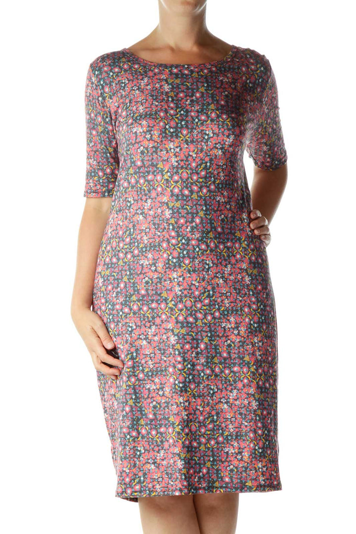 Pink Multicolor Printed Day Dress