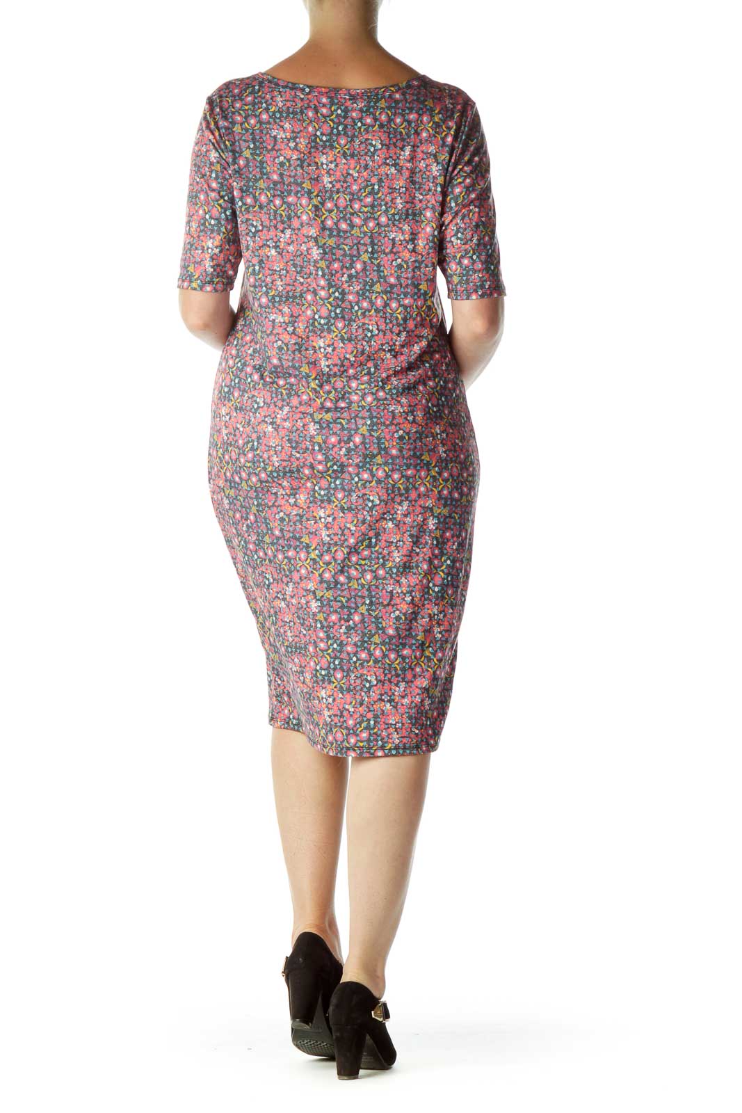 Pink Multicolor Printed Day Dress