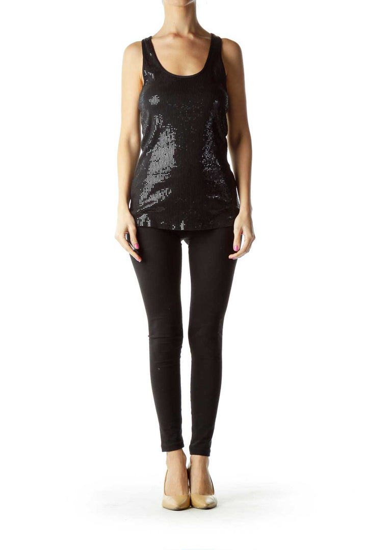 Black Sequined Racer-Back Tank