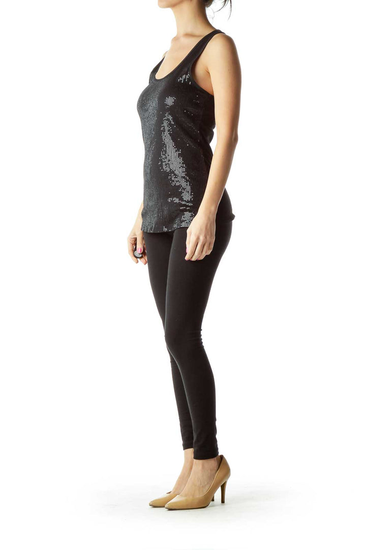 Black Sequined Racer-Back Tank