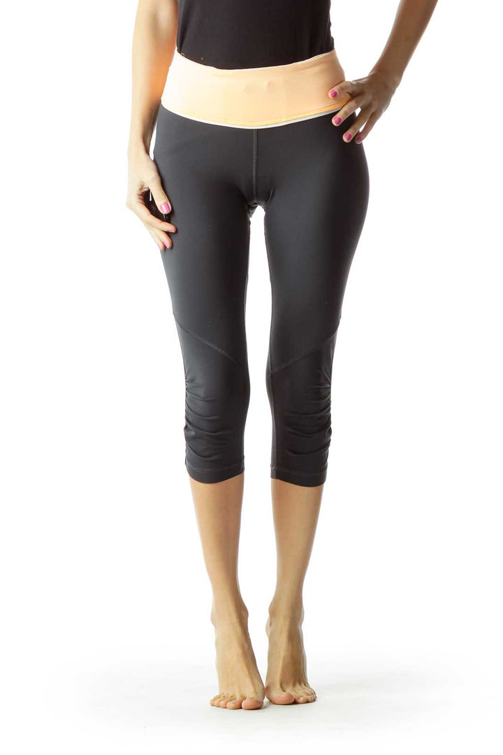 Gray Orange Cropped Yoga Pants