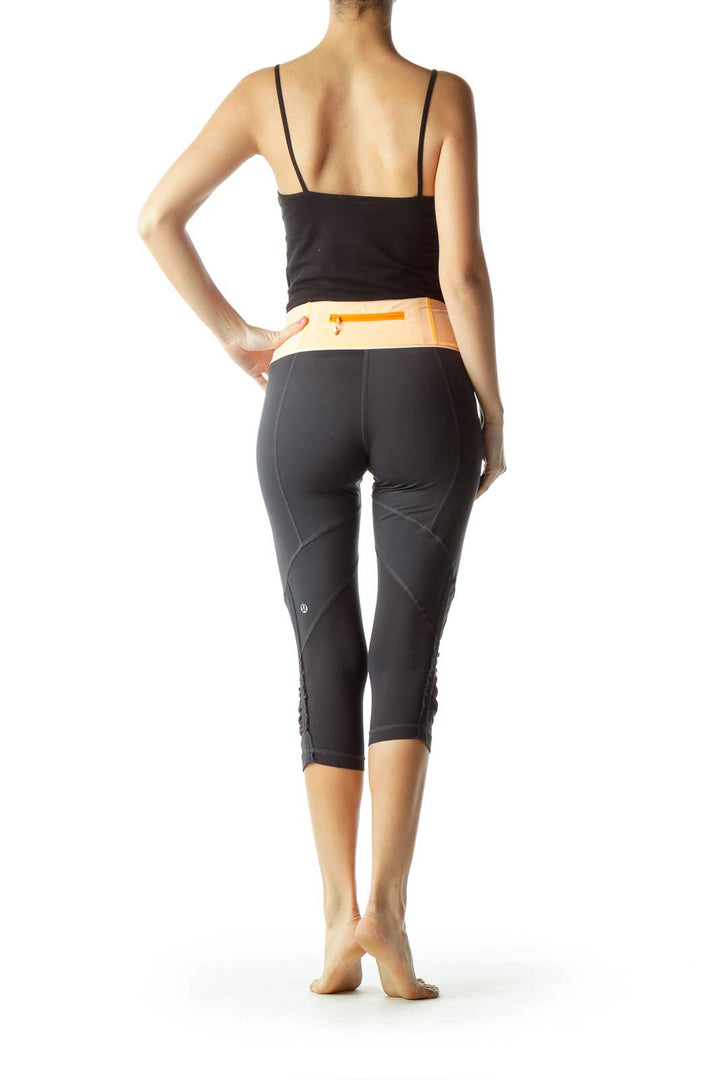 Gray Orange Cropped Yoga Pants