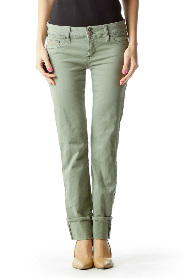 Green Cuffed Skinny Cargo Pants