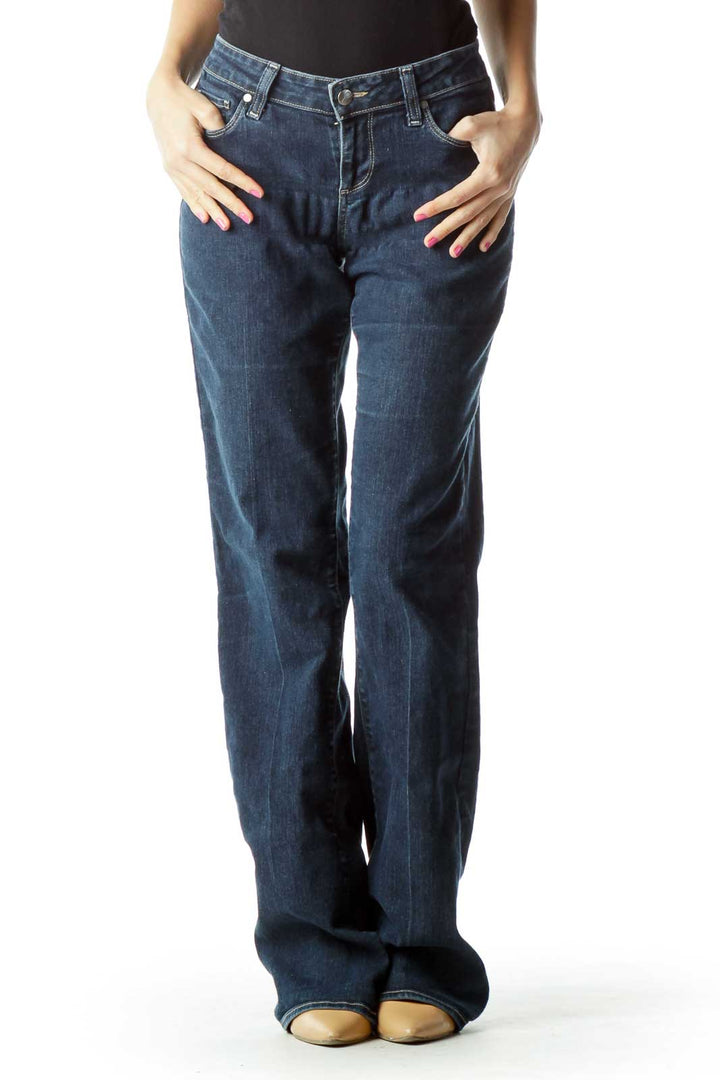 Navy Faded Flared Jeans