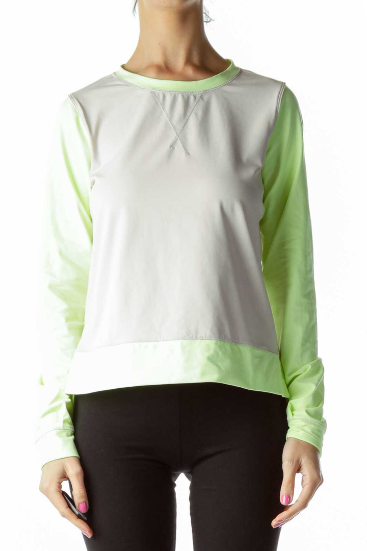 Yellow Gray Long Sleeve Sports Top