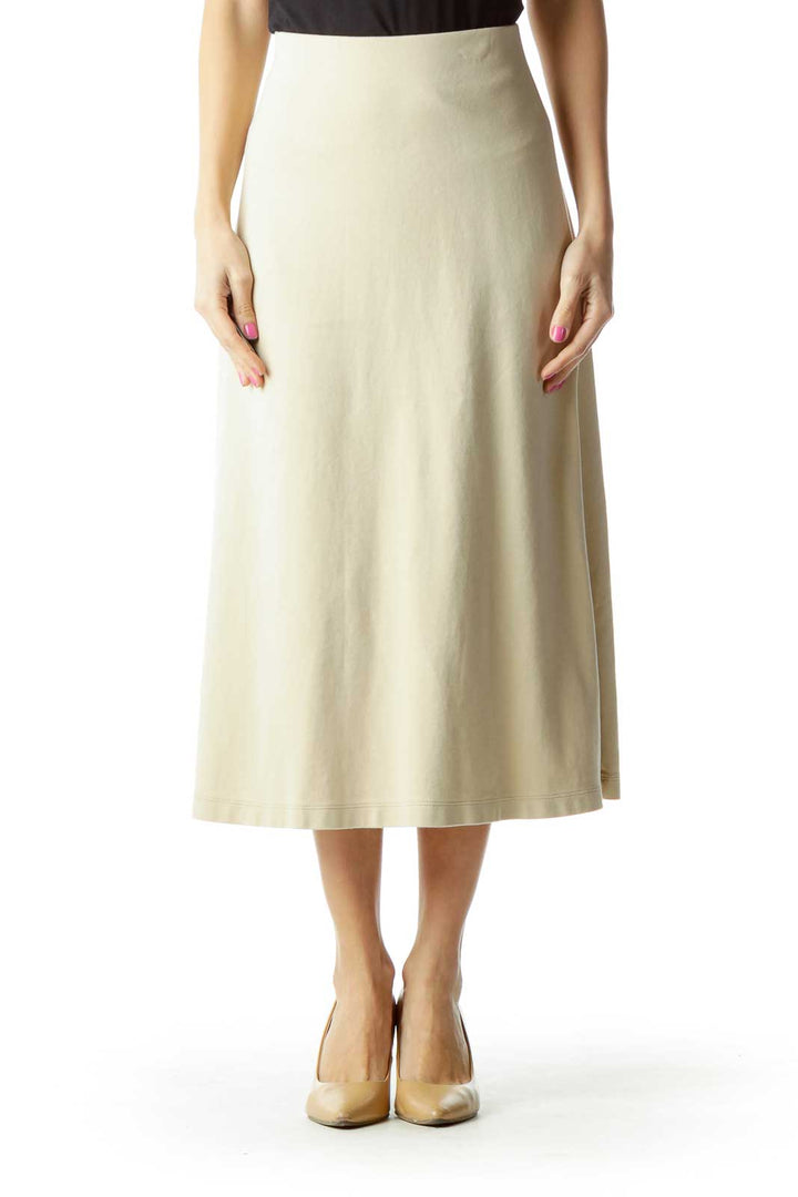 Beige A-Line Maxi Skirt