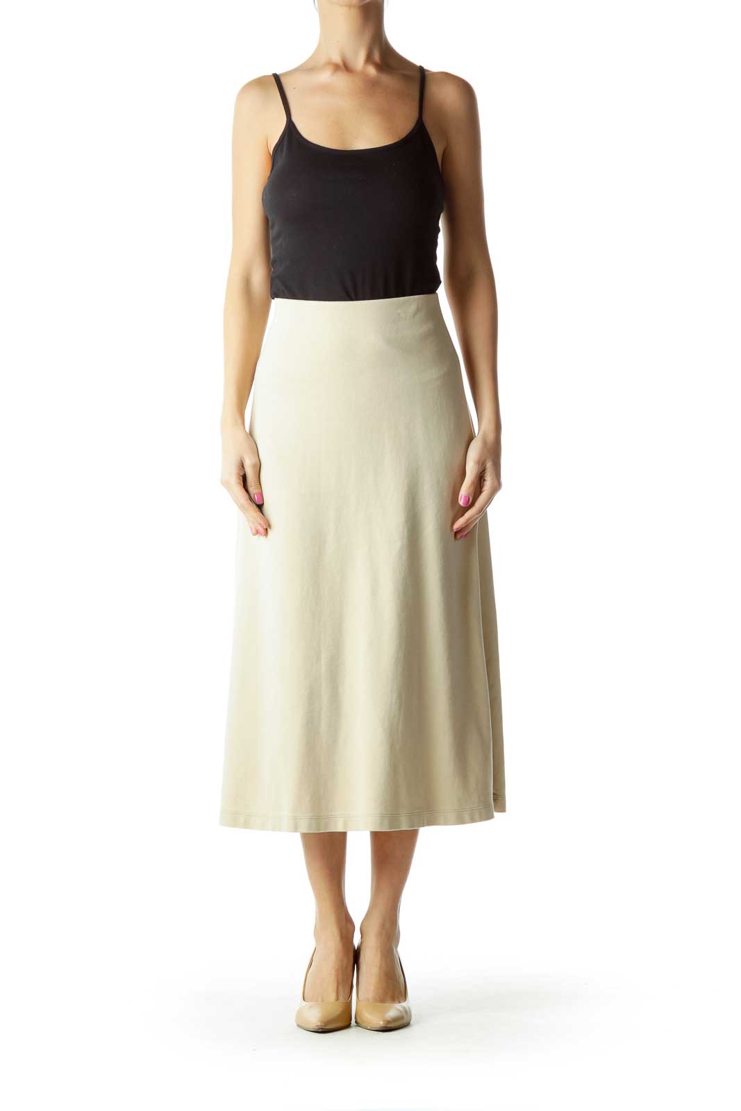 Beige A-Line Maxi Skirt