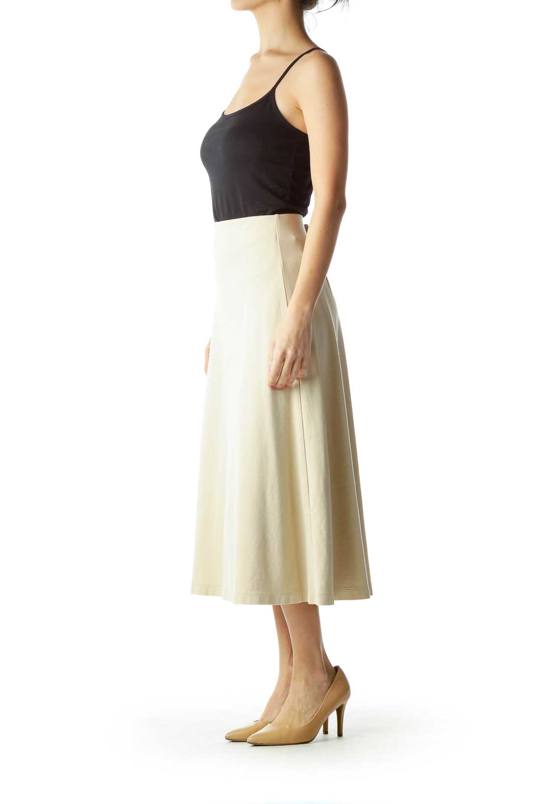 Beige A-Line Maxi Skirt