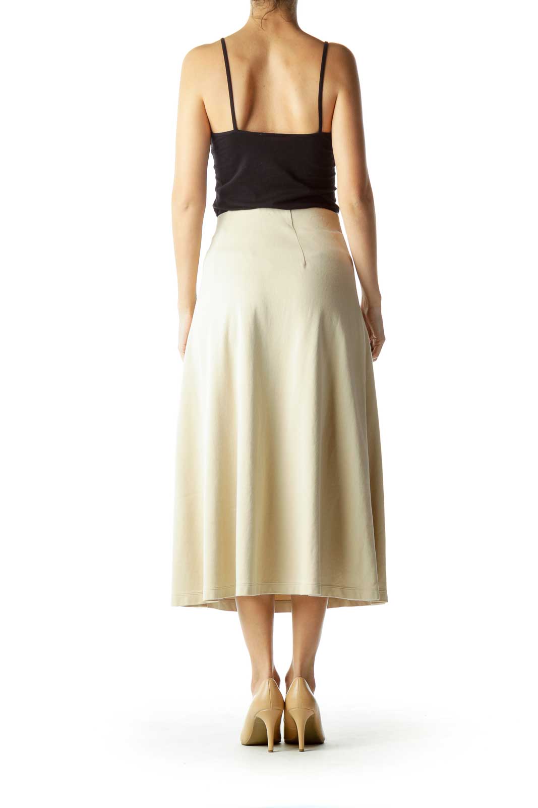 Beige A-Line Maxi Skirt